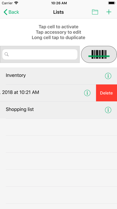 Barcodes by list screenshot 2