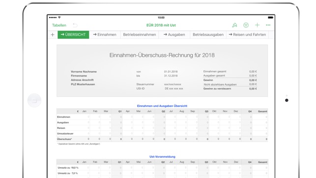 EÜR 2018 für Numbers