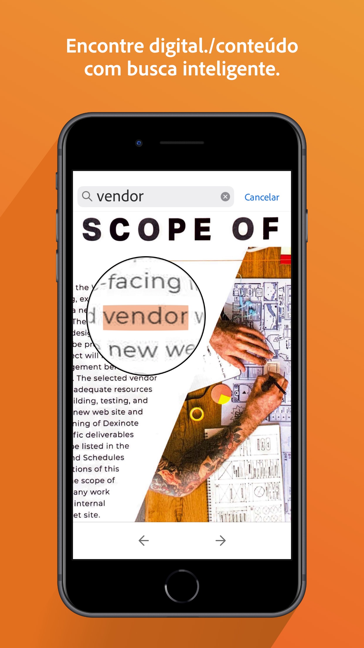 Screenshot do app Adobe Scan: PDF Scanner e OCR