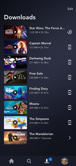 Disney+ app screenshot