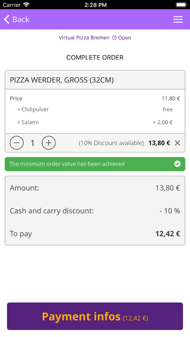 Virtual Pizza Bremen screenshot 2
