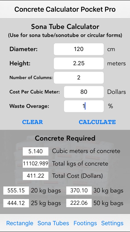 Concrete Calculator Pocket Pro - Standard & Metric screenshot-3