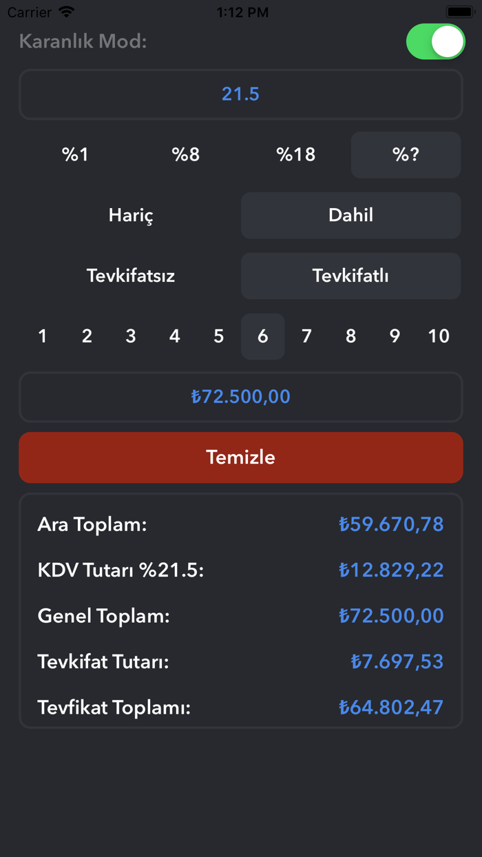 KDV, Tevkifat ve Oran Hesapla