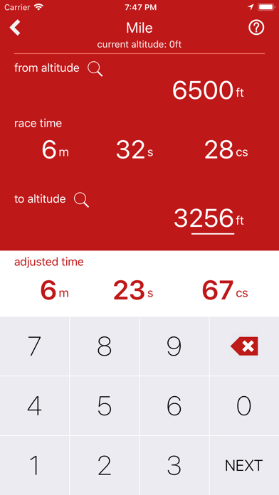 Race Time Altitude Conversion screenshot 2