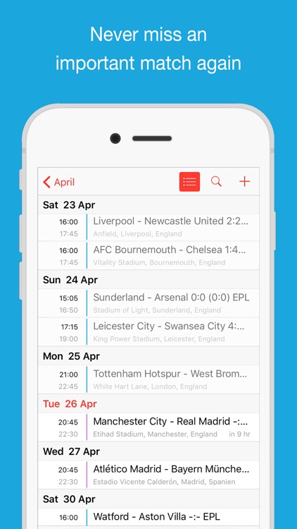Fixtures for iPhone Calendar screenshot-3