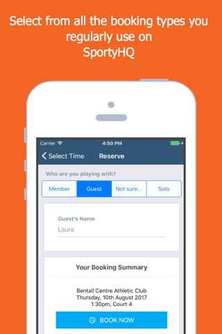 SportyHQ Bookings - náhled
