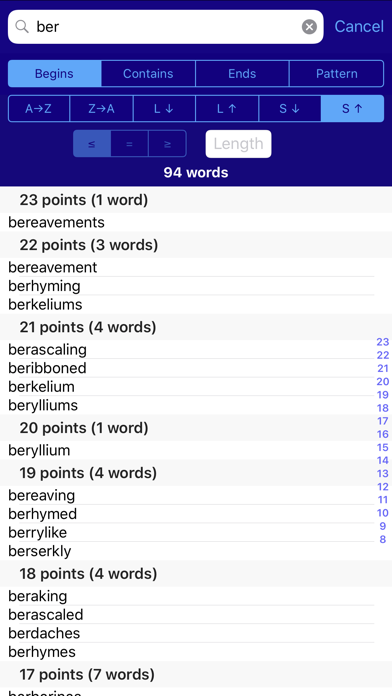 Lexica Word Finder for Scrabble (International) screenshot 2