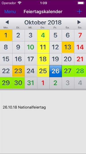 Kalender 2019 Österreich NoAds