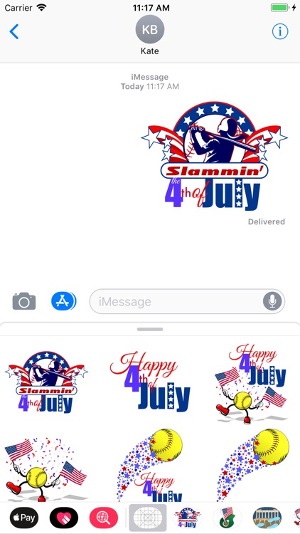 Softball 4th of July Stickers