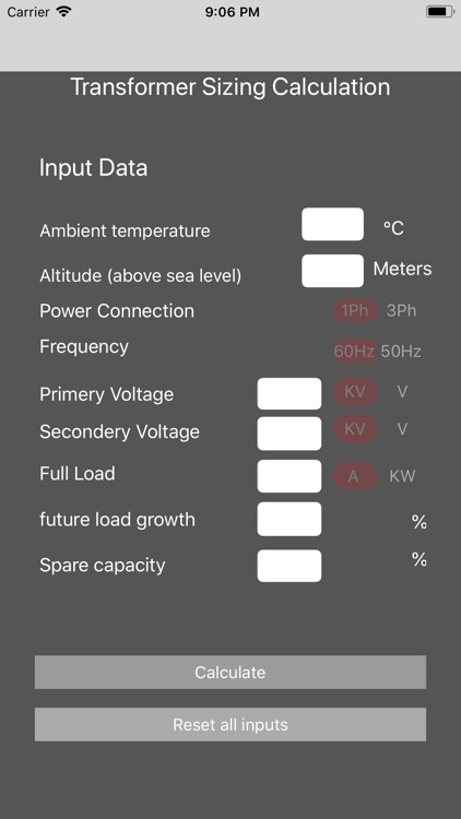 Transformer Sizing Calculation