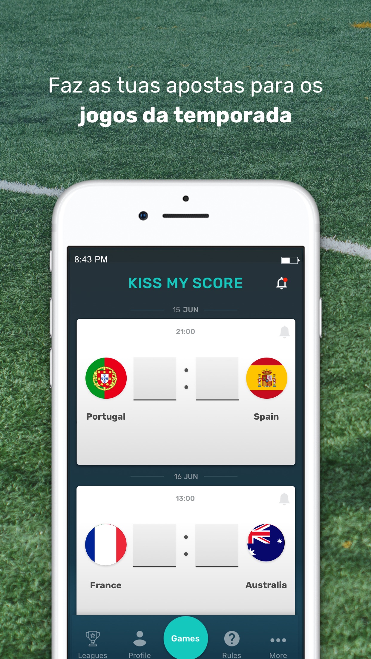 Screenshot do app Kiss My Score - Bolão Futebol