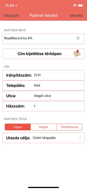 RoadRecord útnyilvántartó app