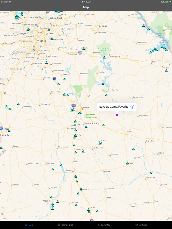 Georgia – Camping  RV spots