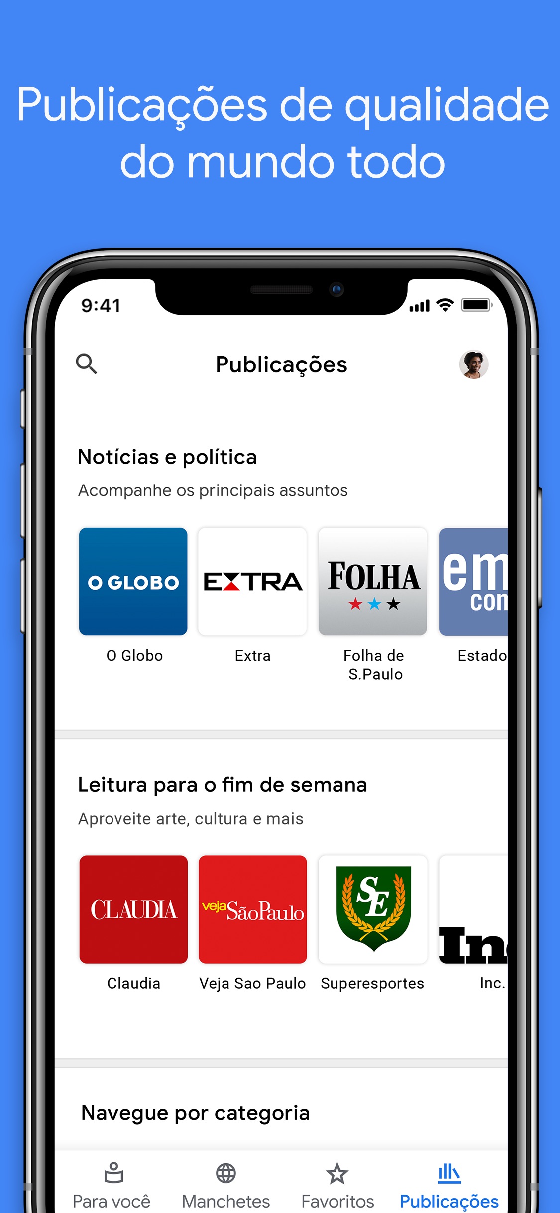 Screenshot do app Google Notícias