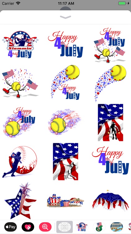 Softball 4th of July Stickers