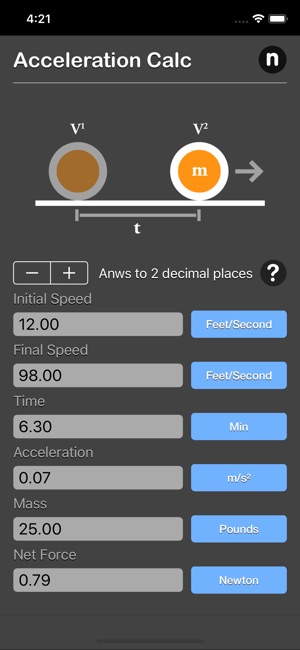 Acceleration Calculator Plus(圖4)-速報App