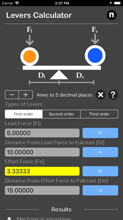 Levers Calculator