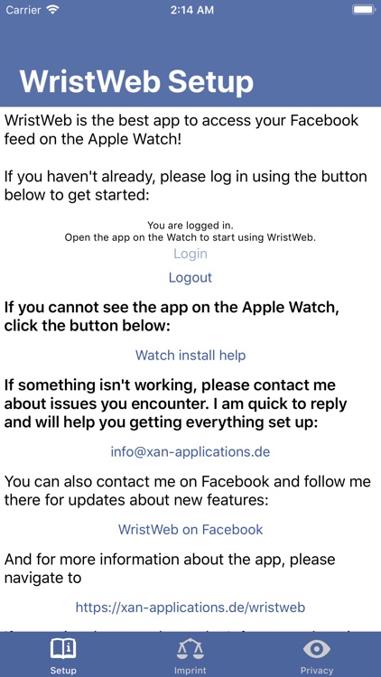 WristWeb for Facebook
