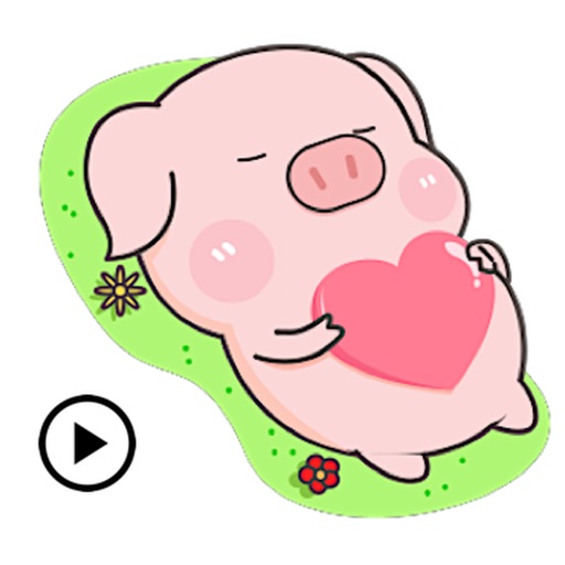 Animated Cute Pink Pig Sticker icon