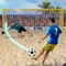 Play a soccer match at the beach under the sun