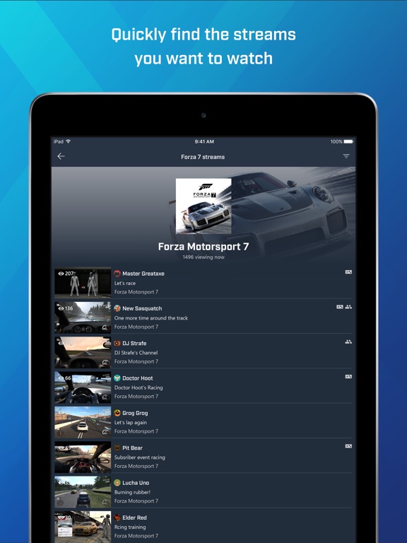 Screenshots of Mixer – Interactive Live Streaming for iPad