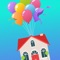 In Grab and Fly you have to fly balloons, get as many of them as you can and make houses fly UP