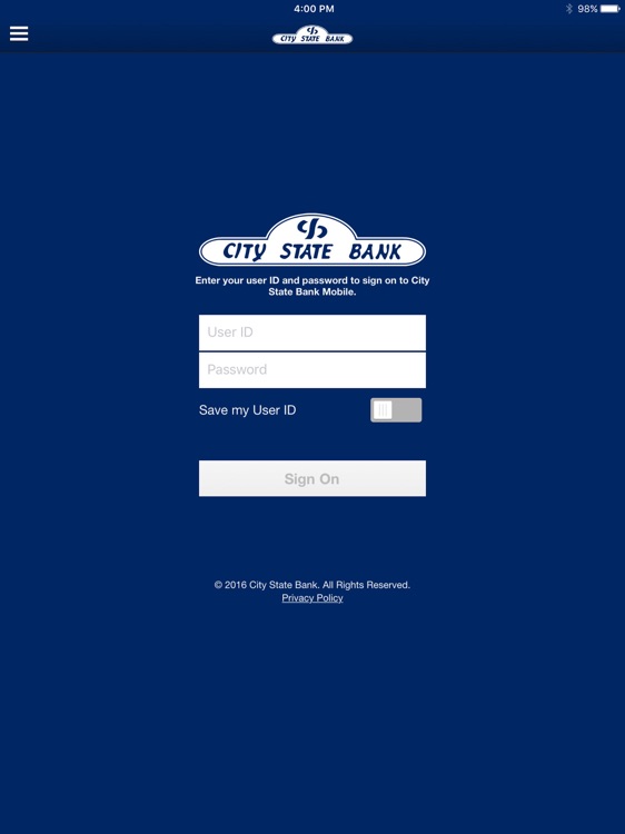 City State Bank for iPad