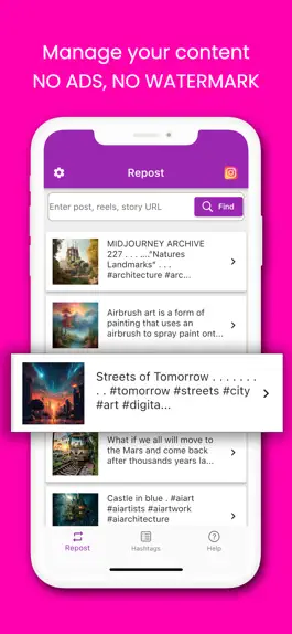 Game screenshot Repost+ Pro for Instagram apk