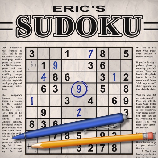 Eric's Sudoku –Classic Puzzles iOS App
