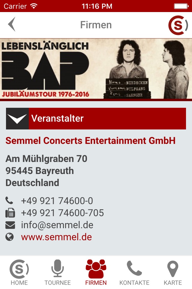 Semmel Concerts Tourbuch screenshot 3