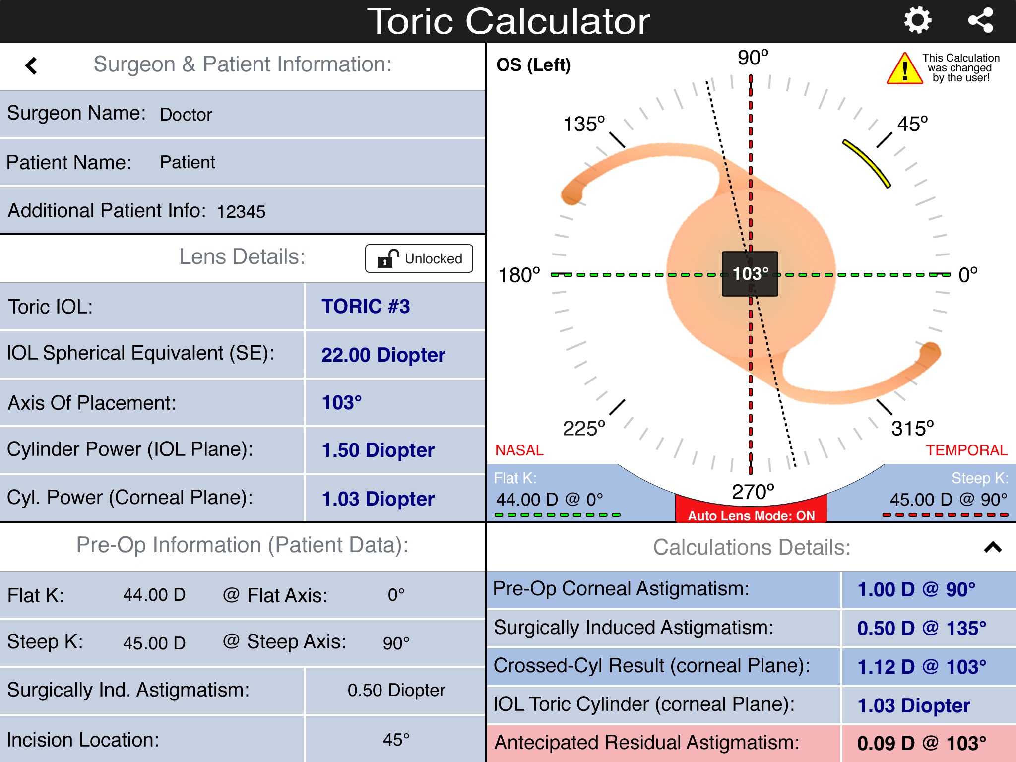 IOL Toric Calculator screenshot 2