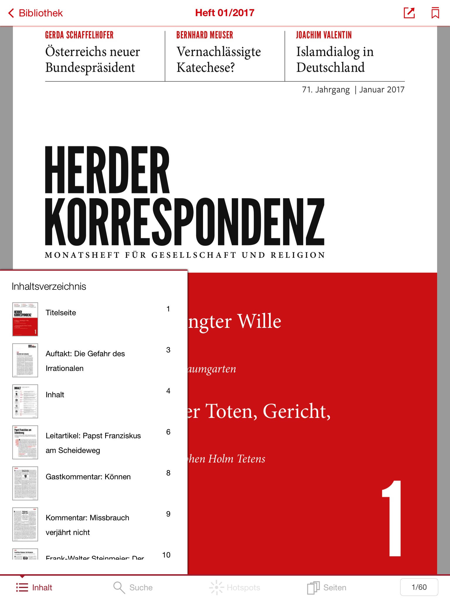 Herder Korrespondenz screenshot 3