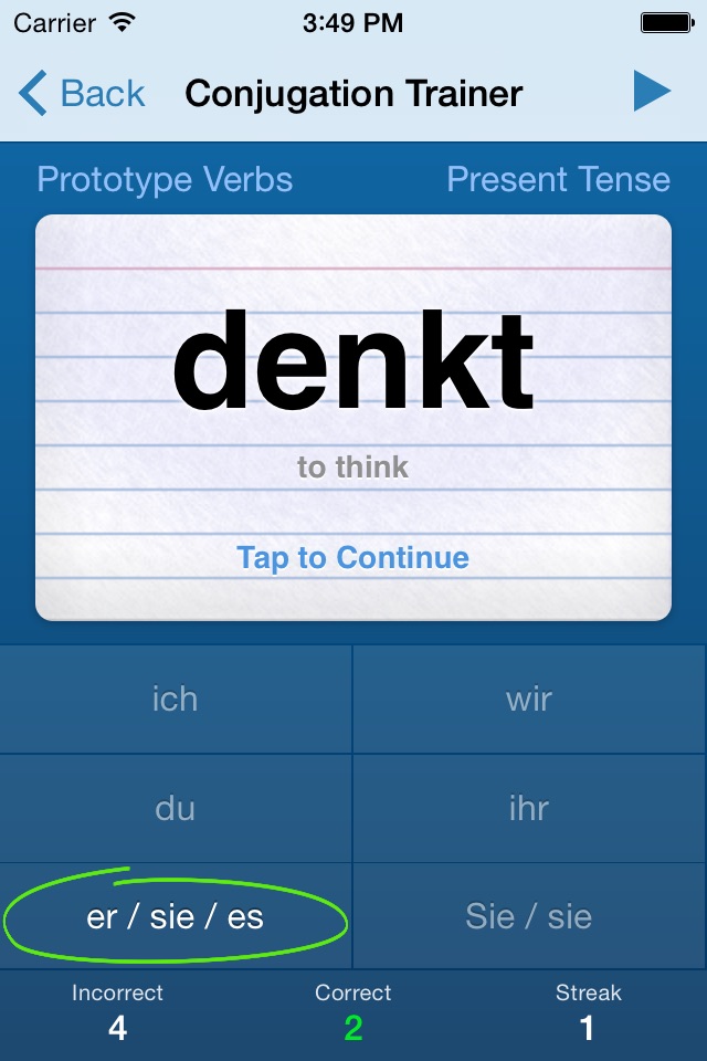 German Verbs Trainer screenshot 2