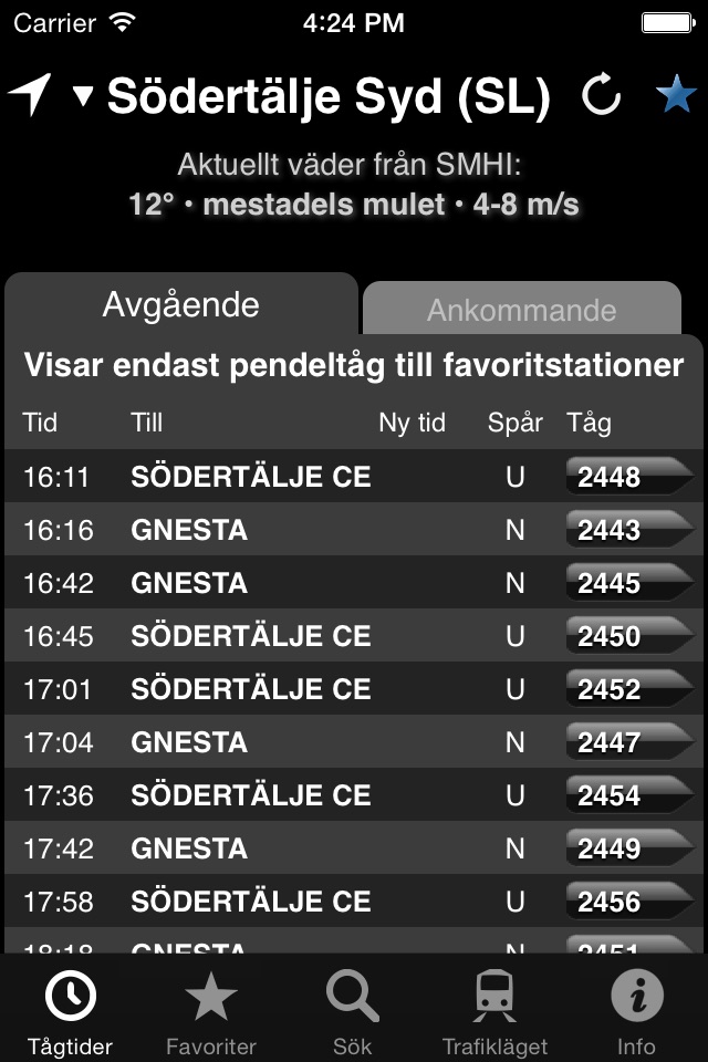 Tågtavlan screenshot 2