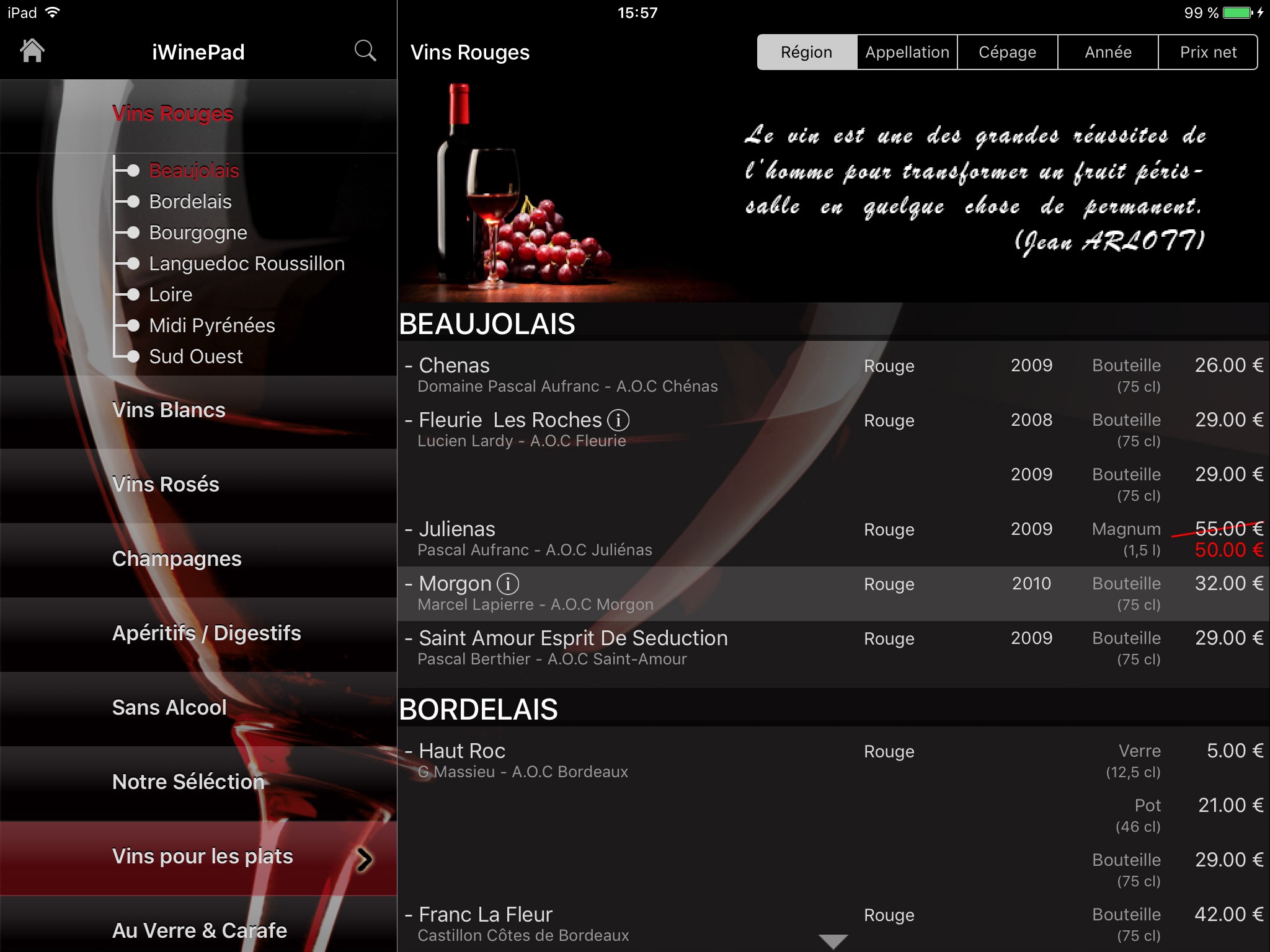 iWinePad - La Carte des Vins screenshot 3