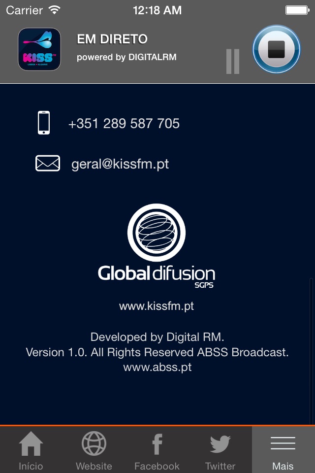 Rádio Kiss FM screenshot 2