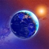 Icon 3D Earth & moon, sun and stars