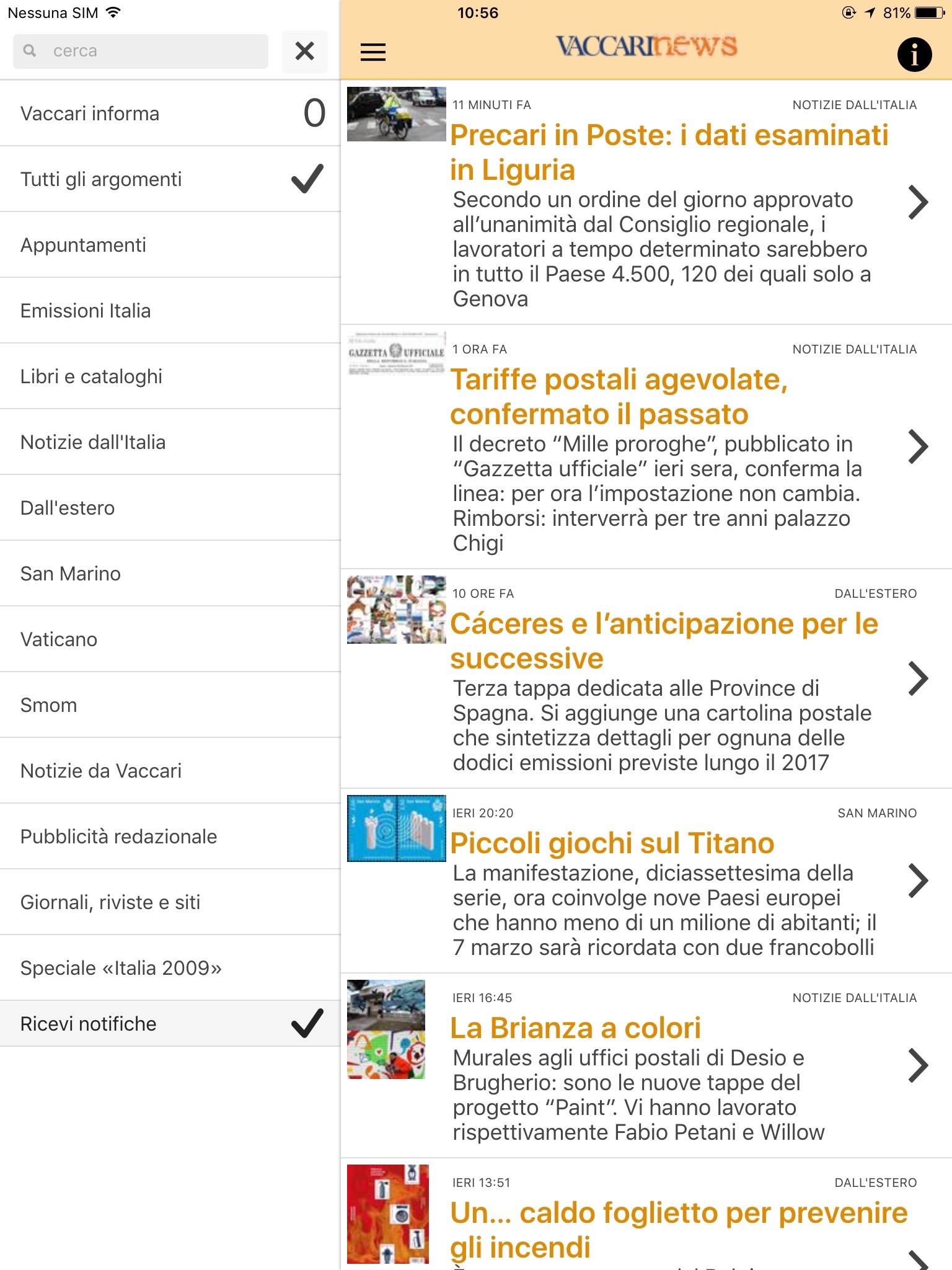 Vaccari news screenshot 2