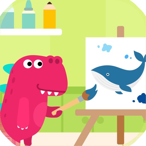 儿童画画游戏：恐龙着色书