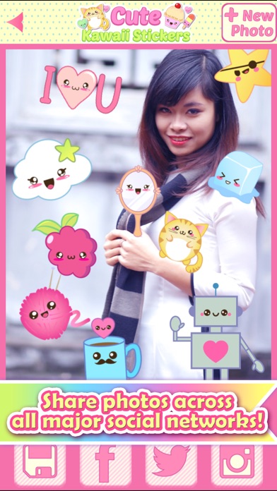 Kawaii Stickers for Photos: Cute Sticker Selfie App 