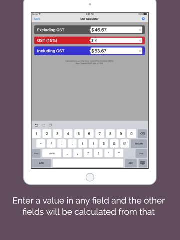 GST Kiwi - New Zealand Goods and Services Tax Calc - náhled