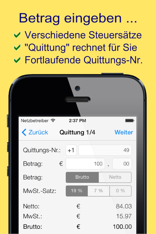 Quittung Lite - Der Quittungsblock. screenshot 2
