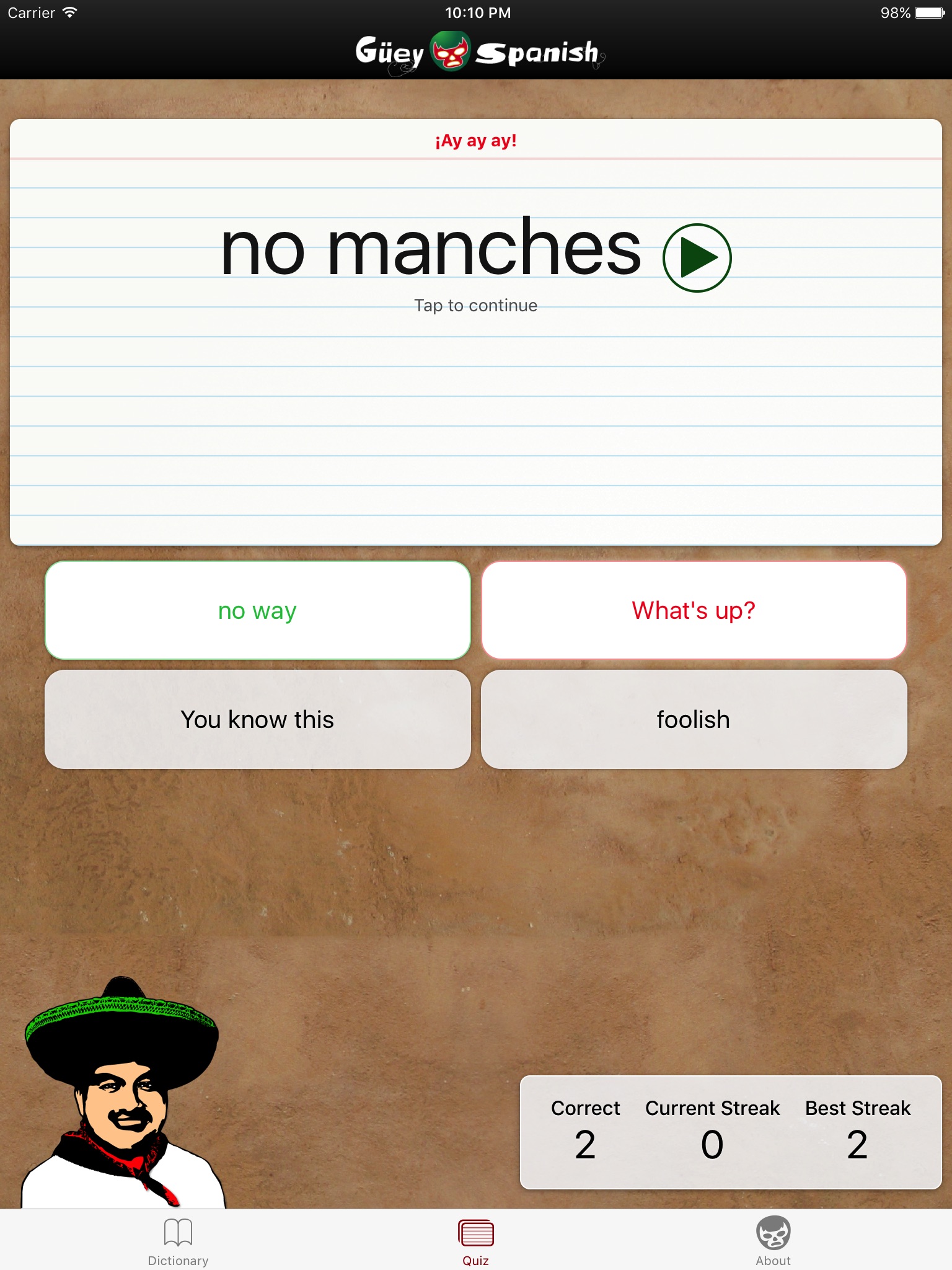 Güey Spanish screenshot 2