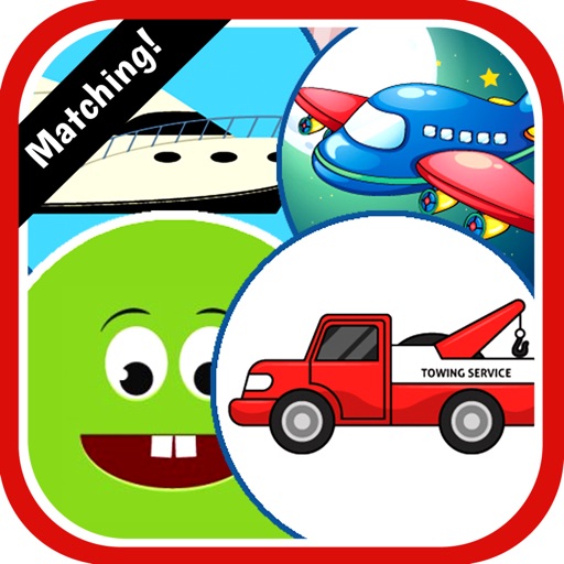 Vehicle Cartoons Matching Cards Puzzle Game