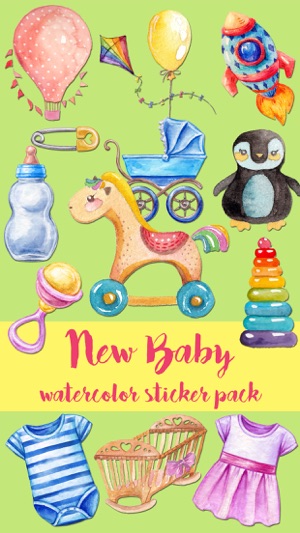 New Baby Watercolor Sticker Pack