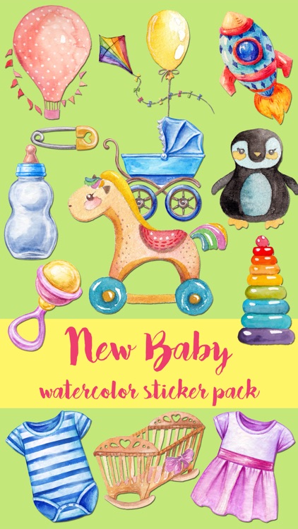 New Baby Watercolor Sticker Pack