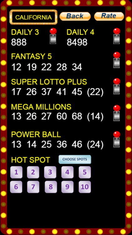 hot spot lotto numbers