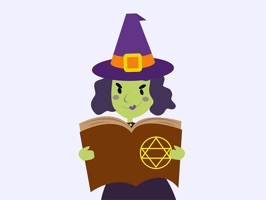 Animated Evil Green Witch Stickers Pack