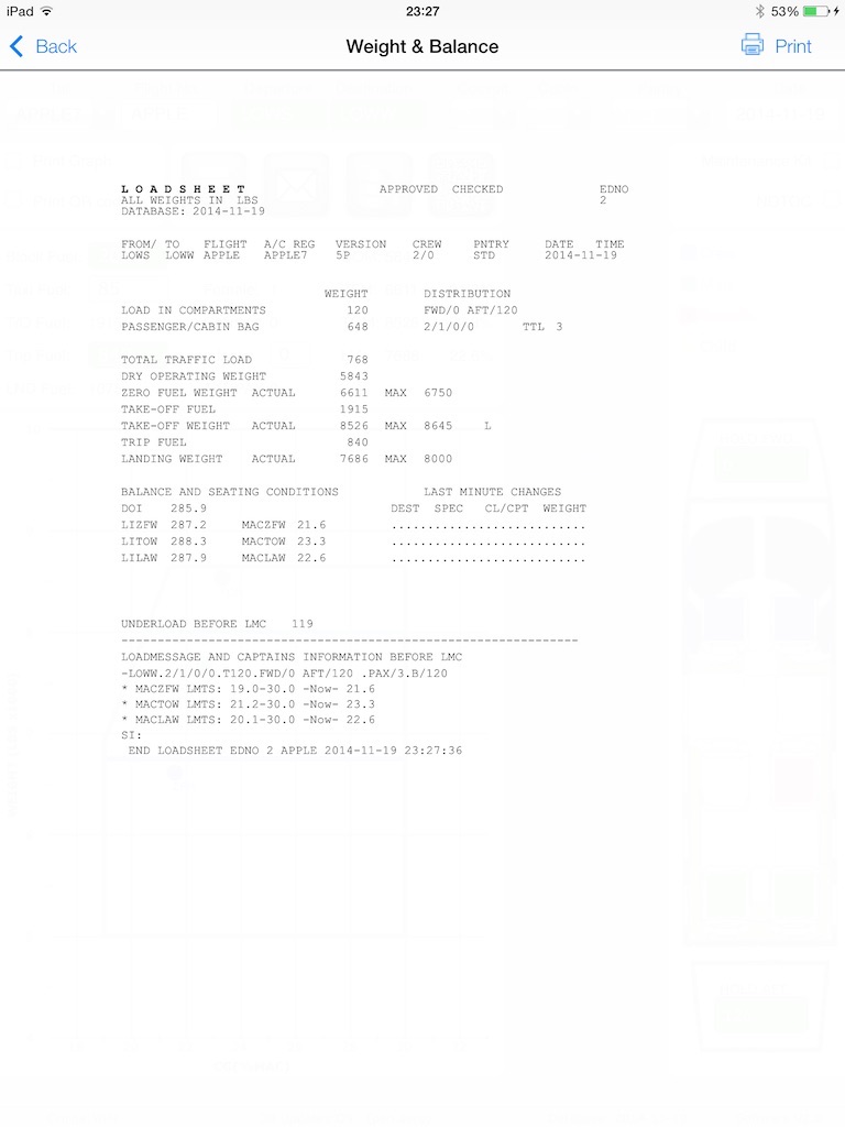 Pan Aero Weight and Balance C525 screenshot 2