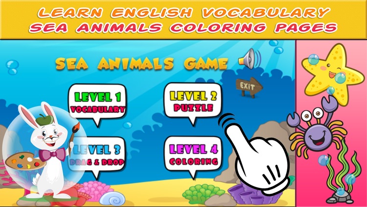 Learn English Vocabulary Sea Animal Coloring Pages